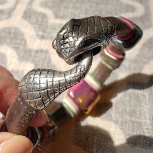 Unique Hand-Made Leather Bracelet with Snake Clasp